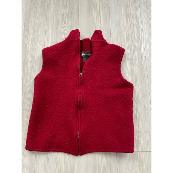 Woolrich Jackets & Blazers - Woolrich Women's Red Full Zip Vest Size Large Shrunken Textured 100% Wool